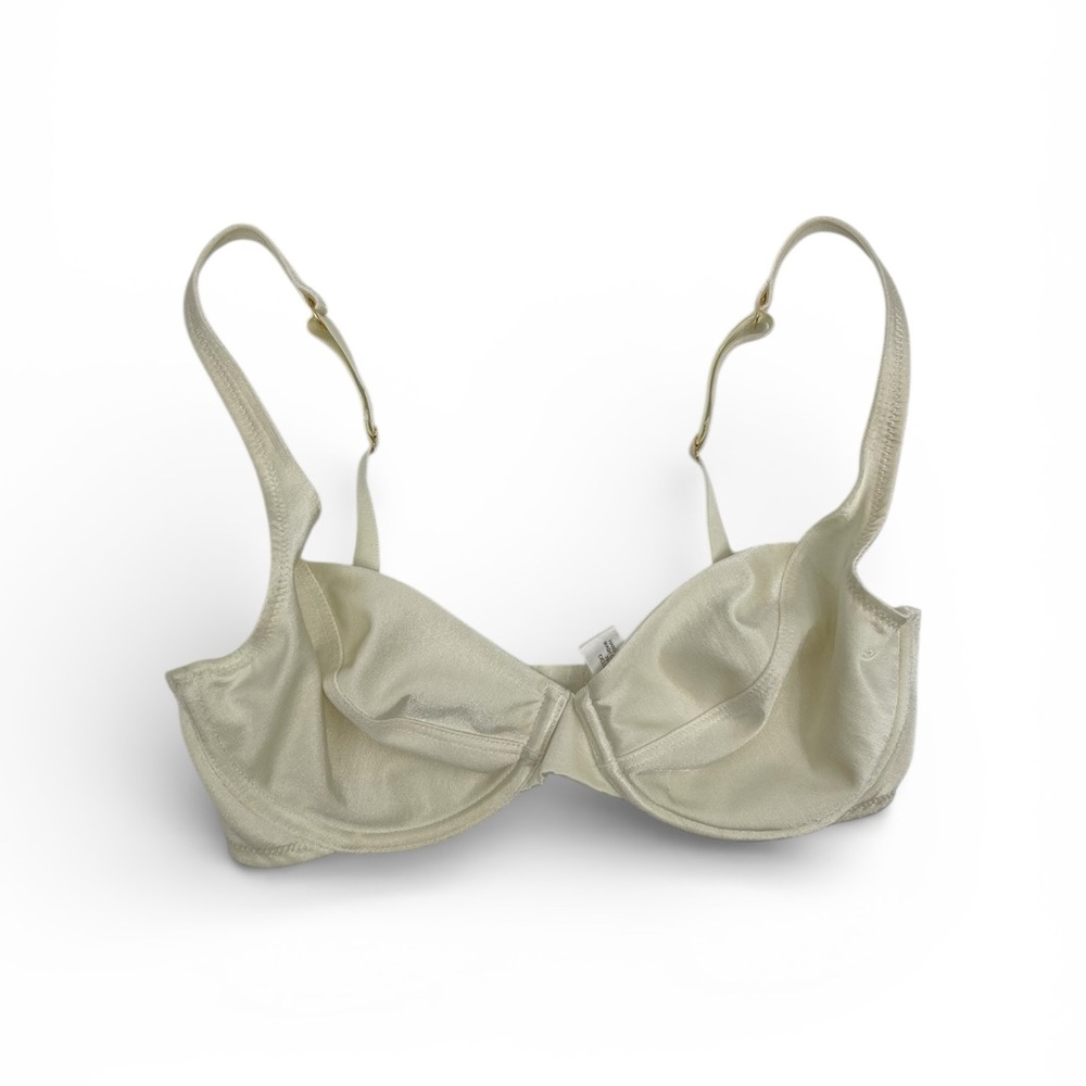 Donna Karan Satin Underwire Bra Cream Neutral Coquette Minimalist Y2K 32D